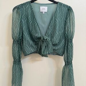 J.O.A. Green Cropped Blouse